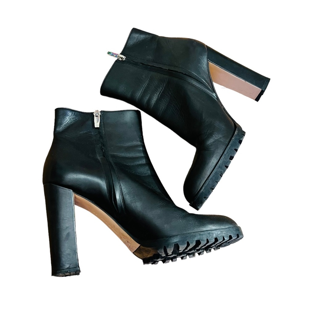 Gianvito Rossi Heel Leather Bootie Size 40 1/2 Made in Italy Zipper Side Closure - Picture 2 of 13